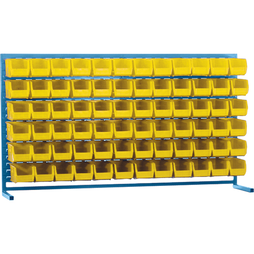 Louvered Rack with Bins, 72 Bins, 72" W x 15" D x 40" H Superchem Industries