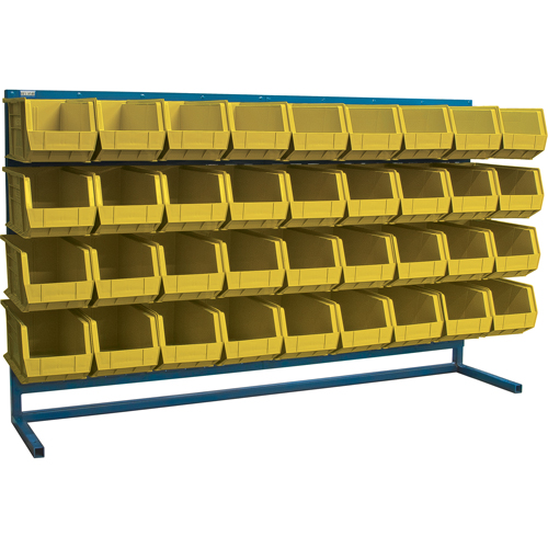 Louvered Rack with Bins, 36 Bins, 72" W x 15" D x 40" H Superchem Industries