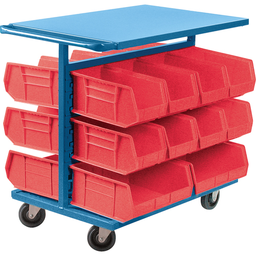 Chariot &agrave; bacs avec bacs, &agrave; deux c&ocirc;t&eacute;s, 20 bacs, 24" la x 38-1/2" p x 36-1/2" h Superchem Industries