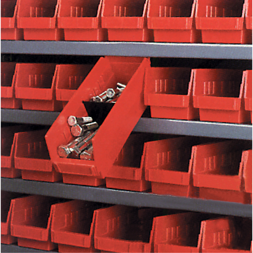 Shelf Bins, 11-1/8" W x 4" H x 23-5/8" D, Red, 50 lbs. Capacity Superchem Industries
