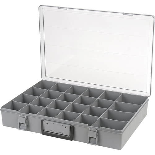 Compartment Case, Plastic, 24 Slots, 18-1/2" W x 13" D x 3" H, Grey Superchem Industries
