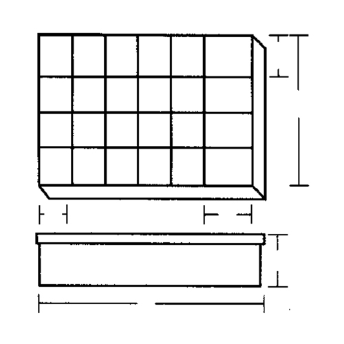 Compartment Case, Plastic, 24 Slots, 18-1/2" W x 13" D x 3" H, Grey Superchem Industries