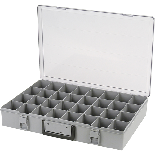 Compartment Case, Plastic, 32 Slots, 18-1/2" W x 13" D x 3" H, Grey Superchem Industries