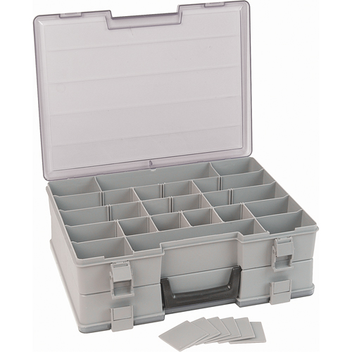 Compartment Case, Plastic, 48 Slots, 15-1/2" W x 11-3/4" D x 5" H, Grey Superchem Industries