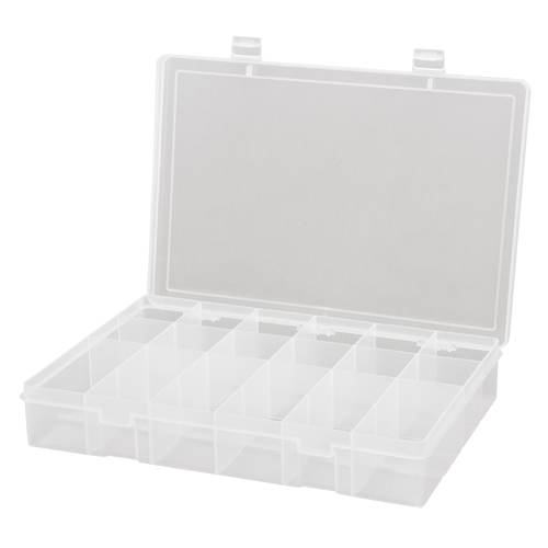 Compact Polypropylene Compartment Cases, 13-1/8" W x 9" D x 2-5/16" H, 18 Compartments Superchem Industries