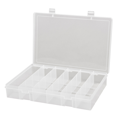 Compact Polypropylene Compartment Cases, 13-1/8" W x 9" D x 2-5/16" H, 6 Compartments Superchem Industries