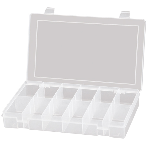 Compact Polypropylene Compartment Cases, 11" W x 6-3/4" D x 1-3/4" H, 12 Compartments Superchem Industries