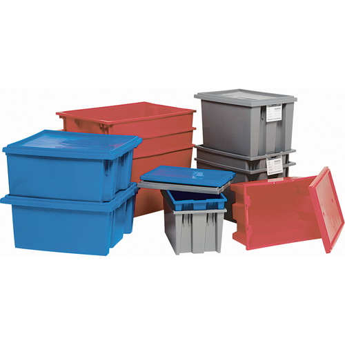 Stack & Nest Totes, 15" x 29.5" x 19.5", Blue Superchem Industries