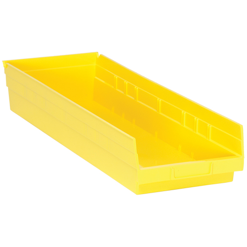 Bacs de rangement pour tablettes, 8-3/8" la x 4" H x 23-5/8" p, Jaune, Capacit&eacute; 50 lb Superchem Industries