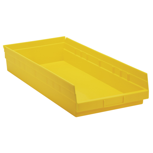 Shelf Bins, 11-1/8" W x 4" H x 23-5/8" D, Yellow, 50 lbs. Capacity Superchem Industries