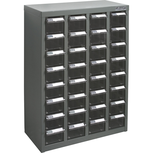 KPC-500 Parts Cabinet, Galvanized Steel, 32 Drawers, 18-1/10" x 8-7/10" x 25-3/5", Grey Superchem Industries