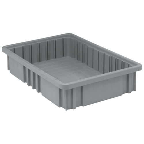 Divider Box&reg; Containers, Plastic, 16.5" W x 10.9" D x 3.5" H, Grey Superchem Industries