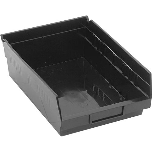 Shelf Bins, 8-3/8" W x 4" H x 11-5/8" D, Black, 30 lbs. Capacity Superchem Industries