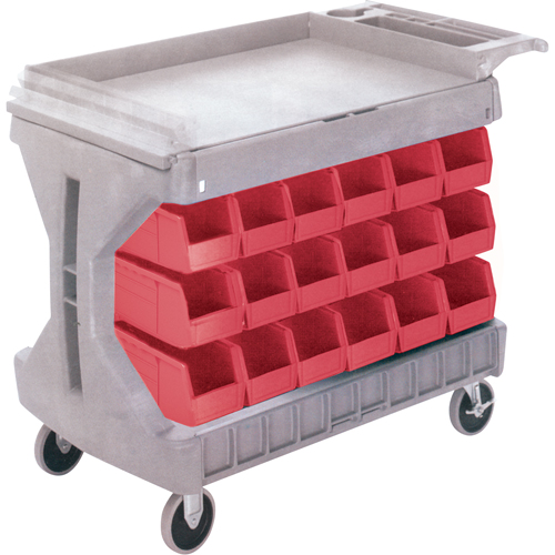 Pro Cart With Blue Bins, Double-sided, 36 bins, 45-5/18" W x 24" D x 34-3/4" H Superchem Industries