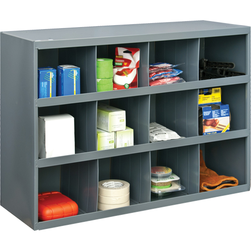 Storage Bin Cabinets, Steel, 12 Drawers, 33-3/4" x 12" x 23-7/8", Grey Superchem Industries