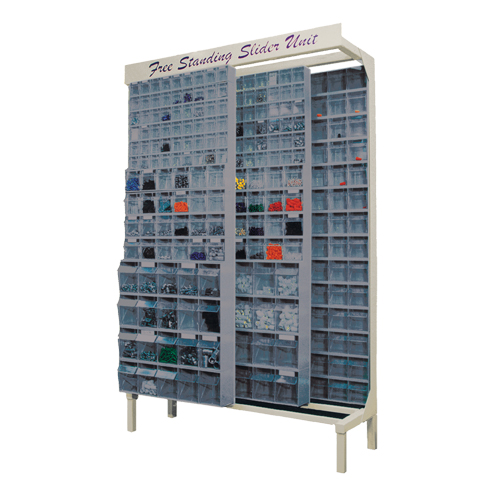 Free-Standing Tip-Out Bins Slider System, 48" W x 18" D x 77" H, 336 Drawers Superchem Industries