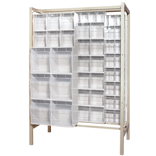 Free-Standing Tip-Out Bins Slider System, 51-1/4" W x 26" D x 77" H, 101 Drawers Superchem Industries
