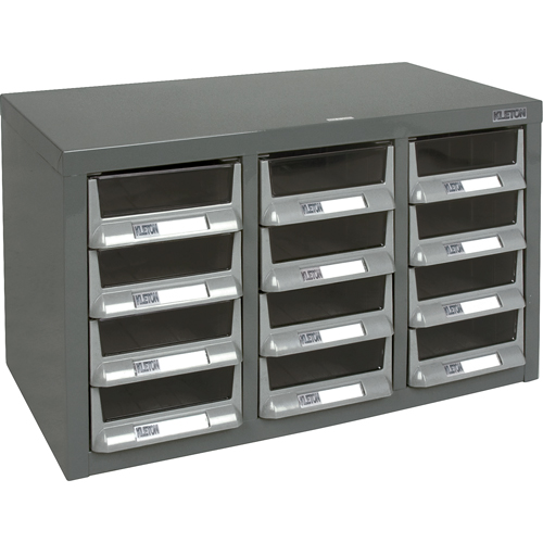 Casiers pour pi&egrave;ces KPC-100 , Acier galvanis&eacute;, 12 tiroirs, 23" x 11-2/5" x 13-4/5", Gris Superchem Industries