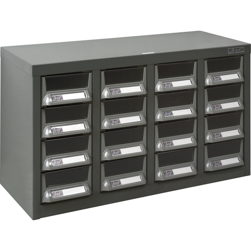 KPC-400 Parts Cabinet, Galvanized Steel, 16 Drawers, 23-1/10" x 8-7/10" x 13-4/5", Grey Superchem Industries
