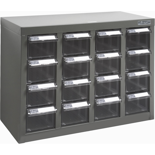 Casiers pour pi&egrave;ces KPC-500, Acier galvanis&eacute;, 16 tiroirs, 18-3/10" x 8-7/10" x 13-4/5", Gris Superchem Industries