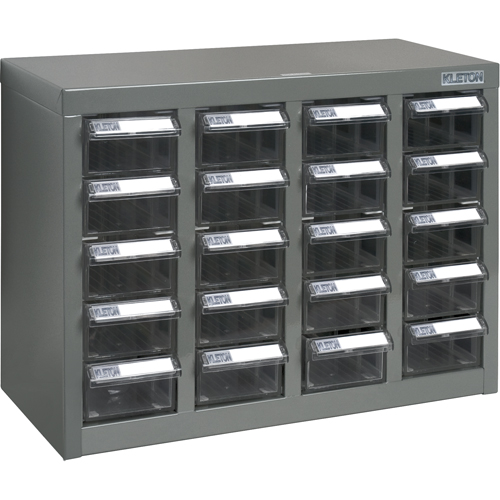 KPC-600 Parts Cabinet, Steel, 20 Drawers, 18-1/3" x 8-2/3" x 13-3/4", Grey Superchem Industries