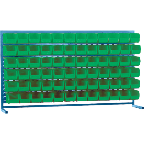 Louvered Rack with Bins, 72 Bins, 72" W x 15" D x 40" H Superchem Industries