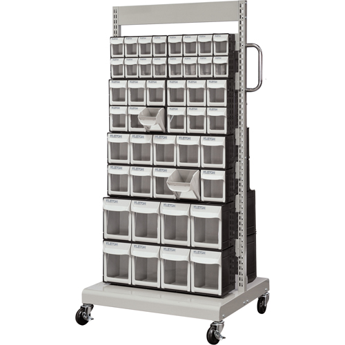 Mobile Tilt Bin Rack, Double-sided, 92 bins, 26-1/4" W x 22" D x 57-1/2" H Superchem Industries