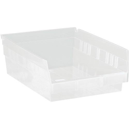 Bacs de rangement pour tablettes, 8-3/8" la x 4" H x 11-5/8" p, Transparent, Capacit&eacute; 30 lb Superchem Industries
