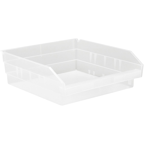 Bacs de rangement pour tablettes, 11-1/8" la x 4" H x 11-5/8" p, Transparent, Capacit&eacute; 30 lb Superchem Industries