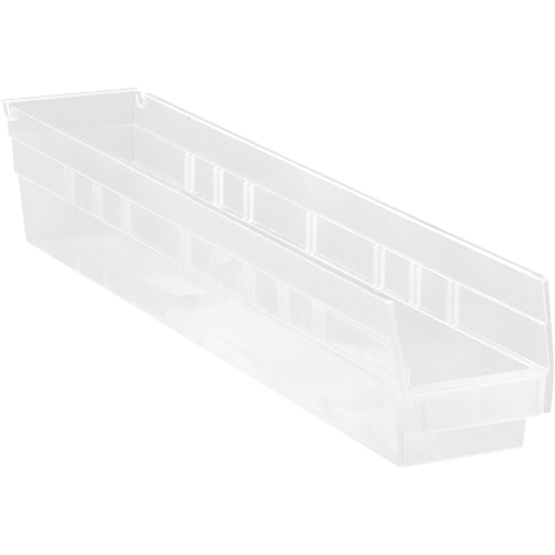 Shelf Bins, 4-1/8" W x 4" H x 23-5/8" D, Clear, 50 lbs. Capacity Superchem Industries