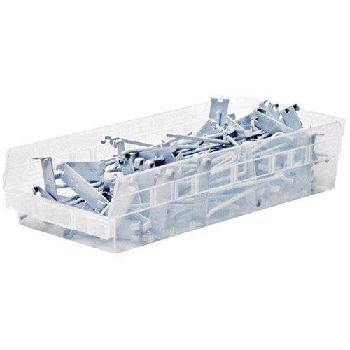 Bacs de rangement pour tablettes, 6-5/8" la x 4" H x 23-5/8" p, Transparent, Capacit&eacute; 50 lb Superchem Industries