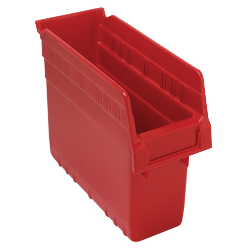 Store-Max Shelf Bins, 4-3/8" W x 8" H x 11-5/8" D, Red, 44 lbs. Capacity Superchem Industries
