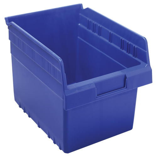 Store-Max Shelf Bins, 8-3/8" W x 8" H x 11-5/8" D, Blue, 44 lbs. Capacity Superchem Industries