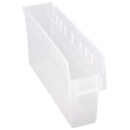 Store-Max Shelf Bins, 4-3/8" W x 8" H x 17-7/8" D, Clear, 56 lbs. Capacity Superchem Industries