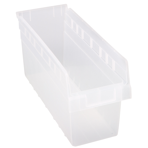 Store-Max Shelf Bins, 6-5/8" W x 8" H x 17-7/8" D, Clear, 56 lbs. Capacity Superchem Industries