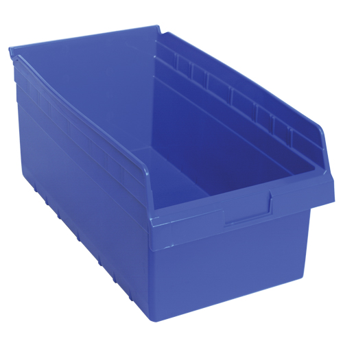 Store-Max Shelf Bins, 11-1/8" W x 8" H x 17-7/8" D, Blue, 56 lbs. Capacity Superchem Industries