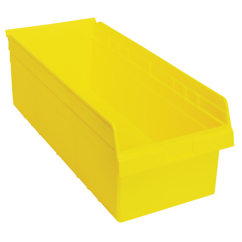 Store-Max Shelf Bins, 11-1/8" W x 8" H x 23-5/8" D, Yellow, 68 lbs. Capacity Superchem Industries
