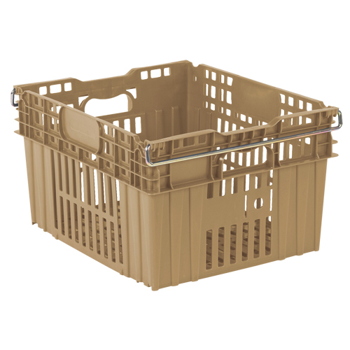 Agricultural Plastic Stack-N-Nest Container, 20" x 24" x 13.4", Beige Superchem Industries