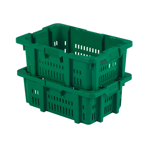 Contenant en plastique Stack-N-Nest pour la manutention des aliments, 16" x 23,9" x 8,8", Vert Superchem Industries