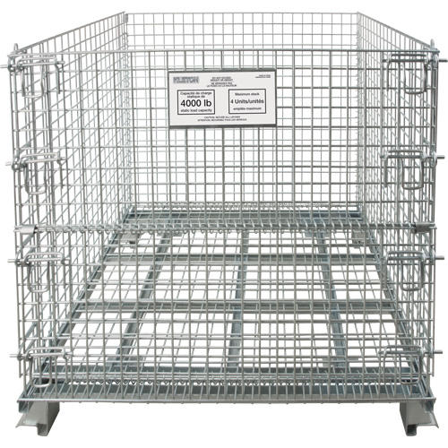 Collapsible Wire Container, 40" W x 32" D x 34" H, 4000 lbs. Capacity Superchem Industries