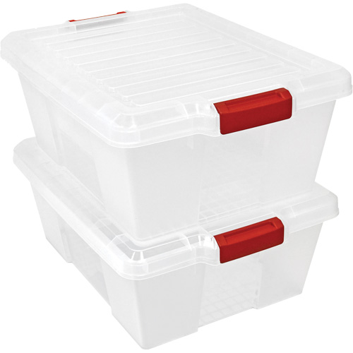 Plastic Latch Container, 15.875" W x 21" D x 7.75" H, Clear Superchem Industries