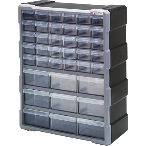 Drawer Cabinet, Plastic, 39 Drawers, 15" x 6-1/4" x 18-3/4", Black Superchem Industries