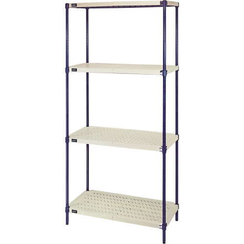 &eacute;tag&egrave;re en fils m&eacute;talliques avec tablettes en plastique, Cadre en fils m&eacute;talliques avec tablettes en plastique, Sans boulons, De base, 30" la x 72" h x 18" p Superchem Industries