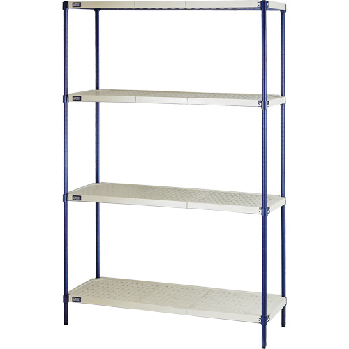 &eacute;tag&egrave;re en fils m&eacute;talliques avec tablettes en plastique, Cadre en fils m&eacute;talliques avec tablettes en plastique, Sans boulons, De base, 48" la x 72" h x 18" p Superchem Industries