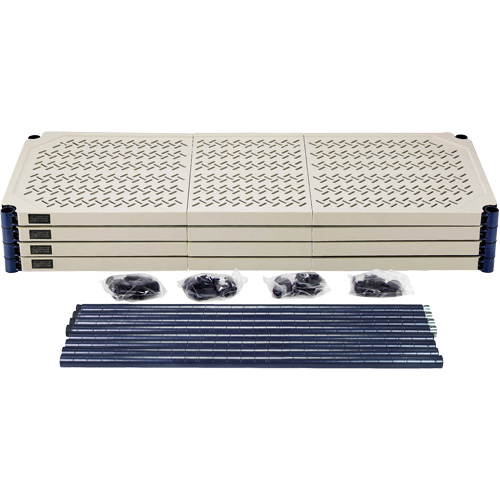 &eacute;tag&egrave;re en fils m&eacute;talliques avec tablettes en plastique, Cadre en fils m&eacute;talliques avec tablettes en plastique, Sans boulons, De base, 48" la x 72" h x 18" p Superchem Industries