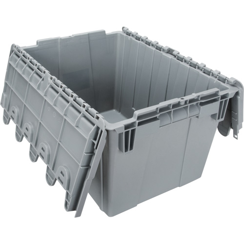 Flip Top Plastic Distribution Container, 21.65" x 15.5" x 12.5", Grey Superchem Industries