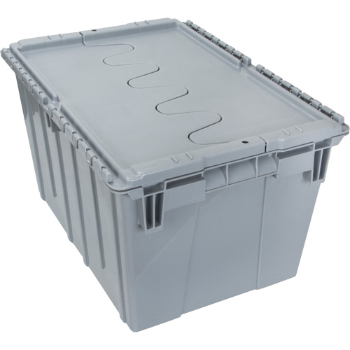 Flip Top Plastic Distribution Container, 21.65" x 15.5" x 12.5", Grey Superchem Industries