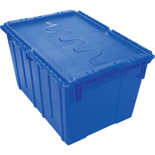 Contenant de distribution en plastique avec dessus basculant, 21,65" x 15,5" x 12,5", Bleu Superchem Industries
