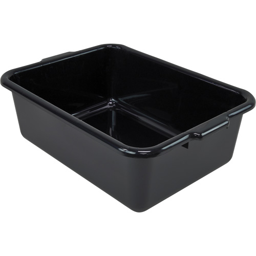 All-Purpose Flat-Bottom Storage Tub, 7" H x 15" D x 21" L, Plastic, Black Superchem Industries