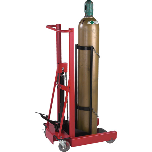 &eacute;l&eacute;vateur hydraulique pour cylindre, Roues Caoutchouc, Base de 12" la x 20" lo, 300 lb Superchem Industries